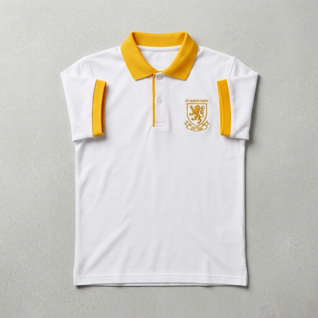 White and Gold School Polo